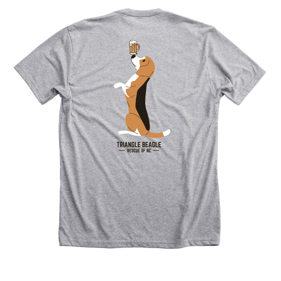 Beers for Beagles T-shirt, a Athletic Heather Premium Unisex Tee (back-view)