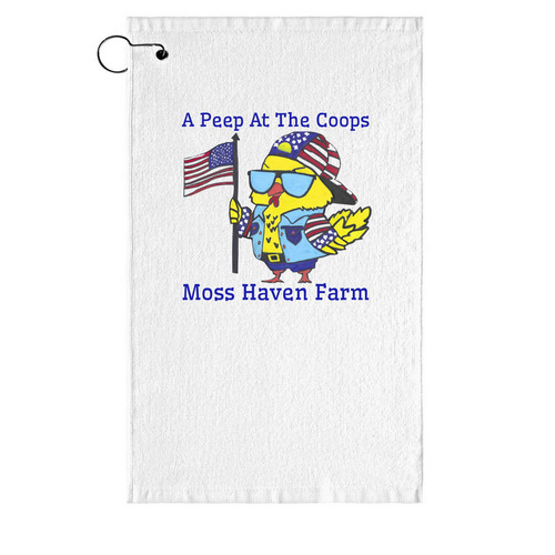 A Peep at the Coops Golf Towel, a White Golf Towel