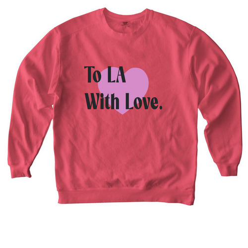 LOS ANGELES T, a Watermelon Comfort Colors Crewneck Sweatshirt