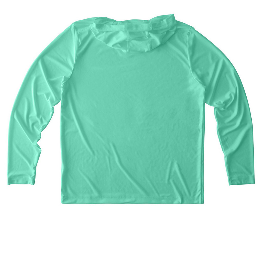 CRP Sun Hoodie, a Bright Seafoam UV Performance Long Sleeve Hoodie (back-view)