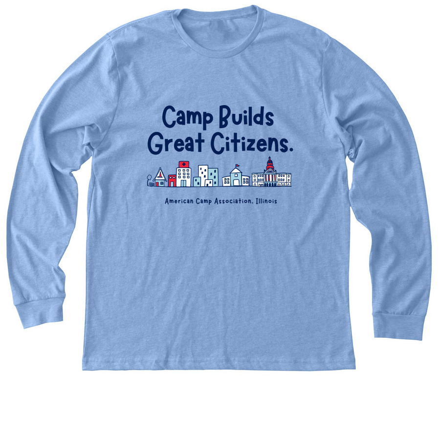 Camp Builds Great Citizens - Adult&nbsp;, a Heather Carolina Blue Premium Long Sleeve Tee