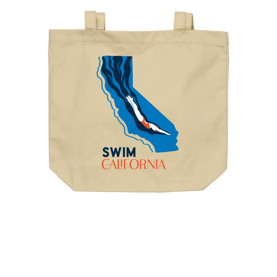 Swim California Totes, a Oyster Organic Cotton Tote Bag