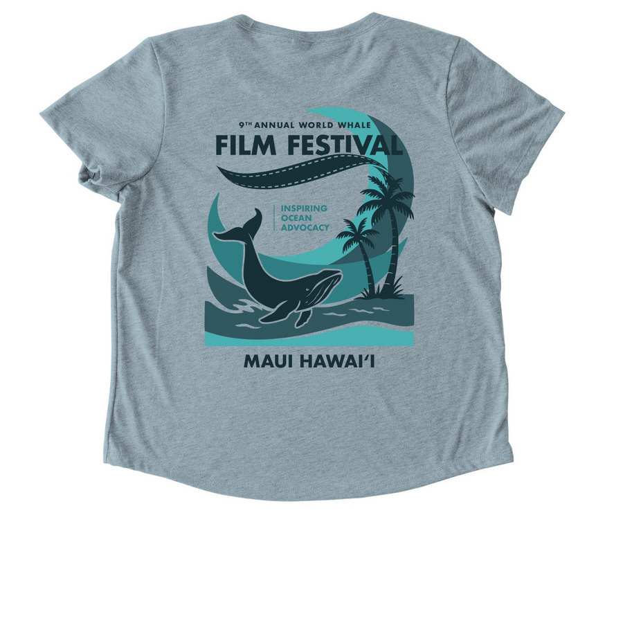 World Whale Film Festival, a I Like You Blue Allmade Eco Triblend Women?s Scoop Neck Tee (back-view)