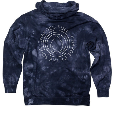 Charged-Full & Cozy (Light Ink), a Navy Tie Dyed Pullover Hoodie