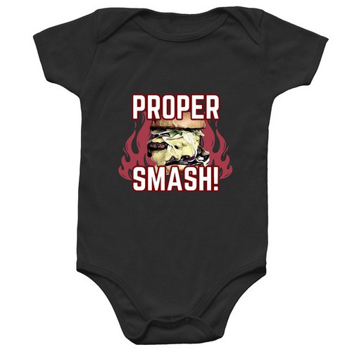 Proper Smash onesie, a Black Infant Onesie