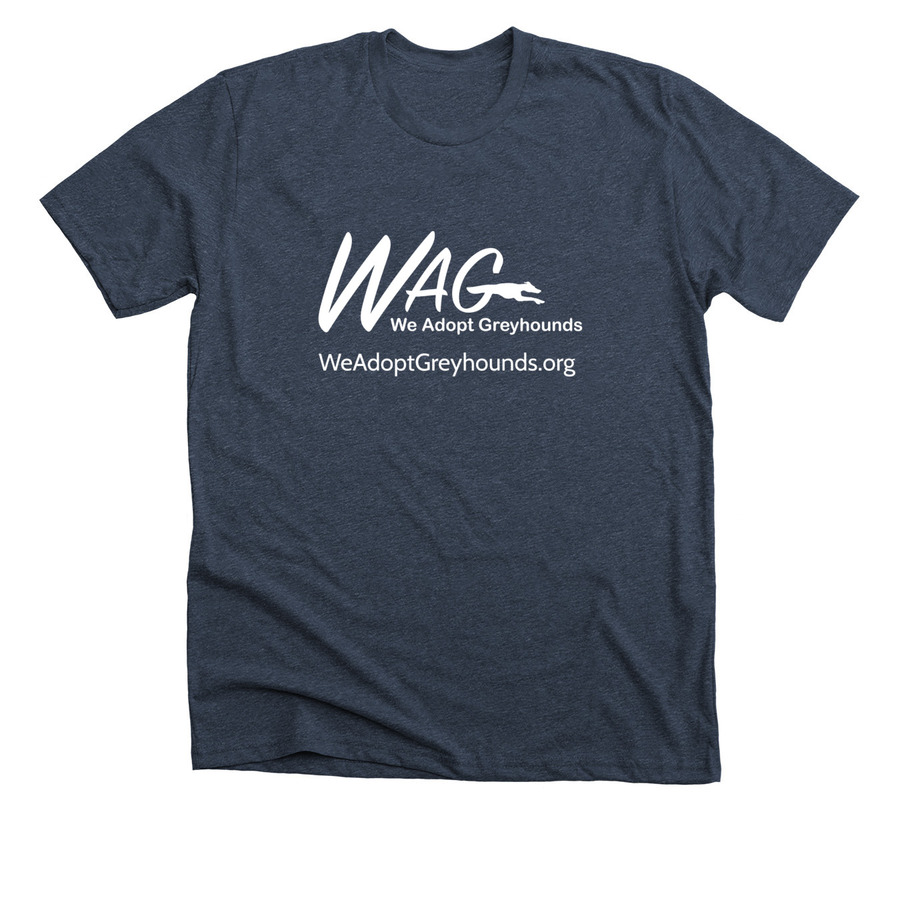 WAG Logo Tops, a Heather Midnight Navy Premium Unisex Tee