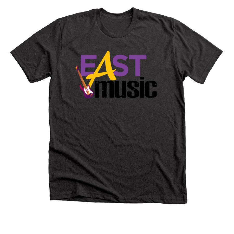 East Music, a Dark Grey Heather Premium Unisex Tee