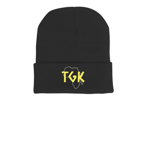 TGK, a Black Printed Cuffed Beanie