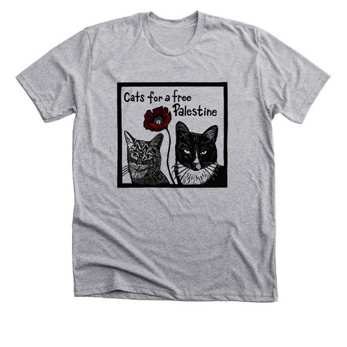 Cats for a Free Palestine, a Athletic Heather Premium Unisex Tee