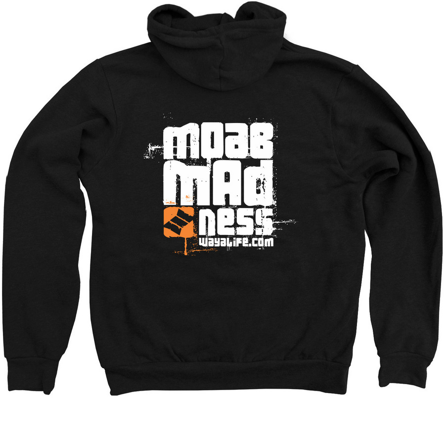 MOAB MADNESS, a Black Zip Up Hoodie (back-view)