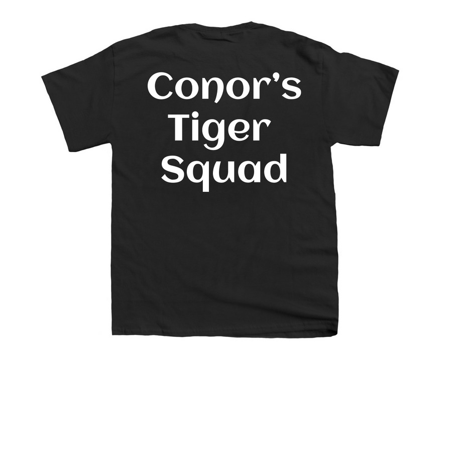 Conor?s Tiger Squad, a Black Youth Unisex Tee (back-view)