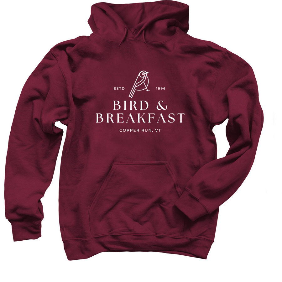 Bird & Breakfast, a Maroon Pullover Hoodie
