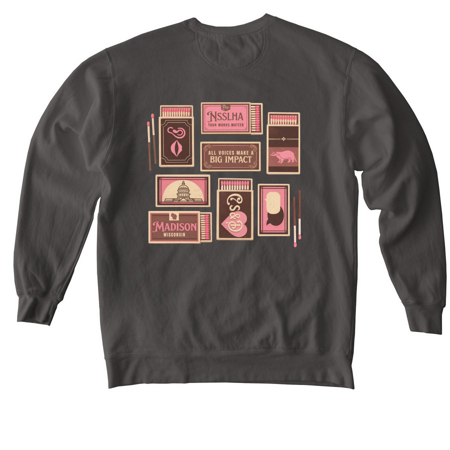 CS&D Pink Matchbox, a Pepper Comfort Colors Crewneck Sweatshirt (back-view)