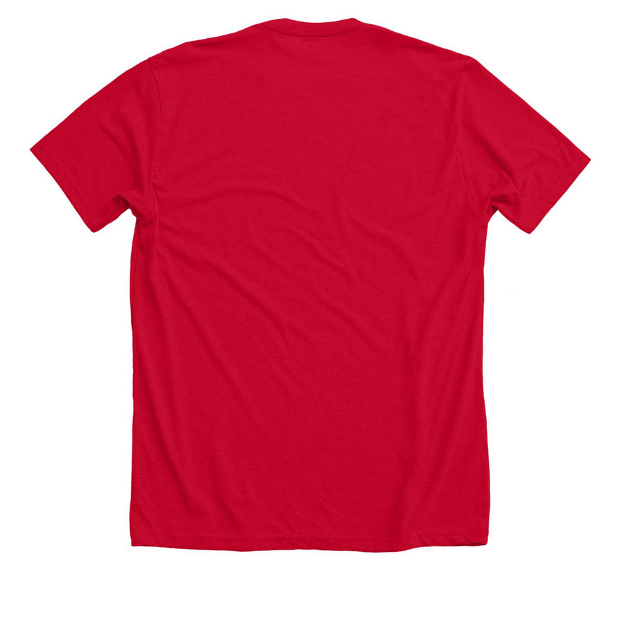 The Accountability Shirt, a Solid Red Blend Premium Unisex Tee (back-view)