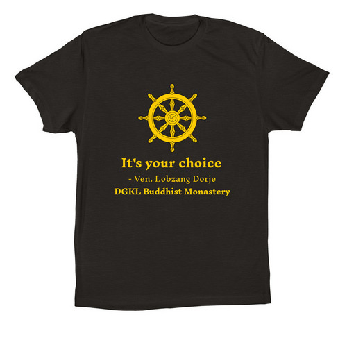 Dharma Wheel, a Black Premium Cotton Tee