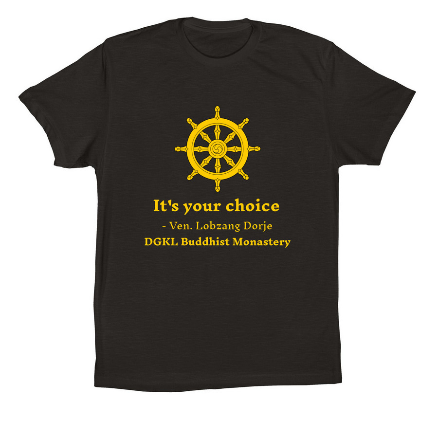Dharma Wheel, a Black Premium Cotton Tee