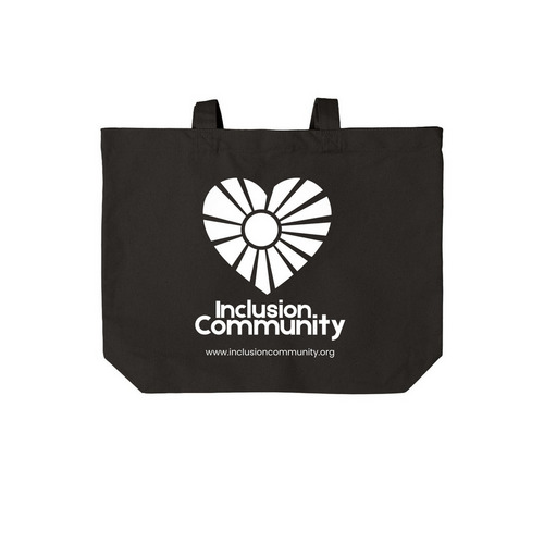 Inclusion Community Tote, a Deep Black Cotton Canvas Tote Bag