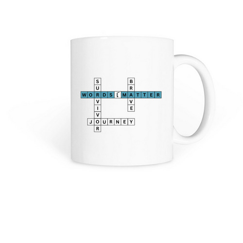 Words Matter Crossword, a White Coffee Mug