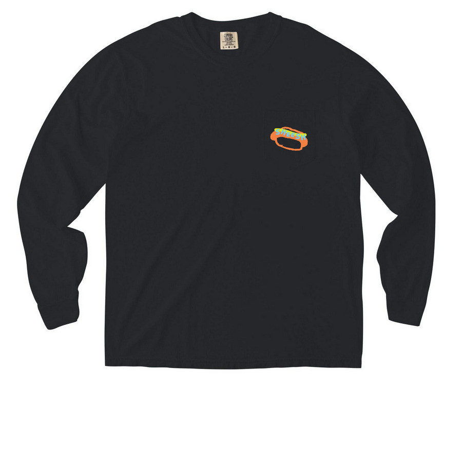 Pocket Dog Shirt, a Black Comfort Colors Long Sleeve Pocket Tee
