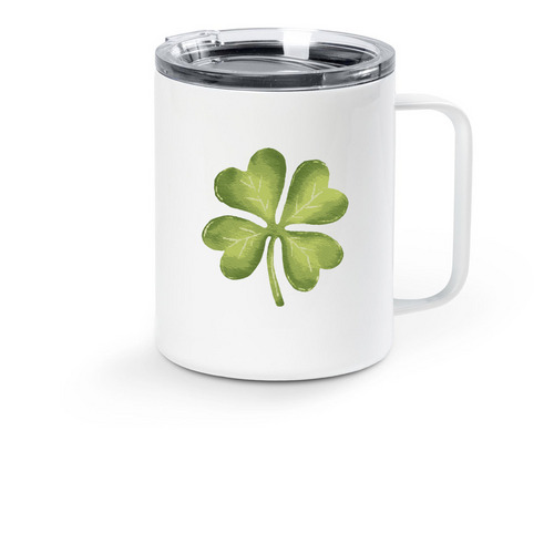 Clover Travel Mug, a White Stainless Steel Travel Mug