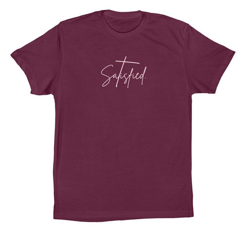 Satisfied - Maroon, a Maroon Premium Cotton Tee