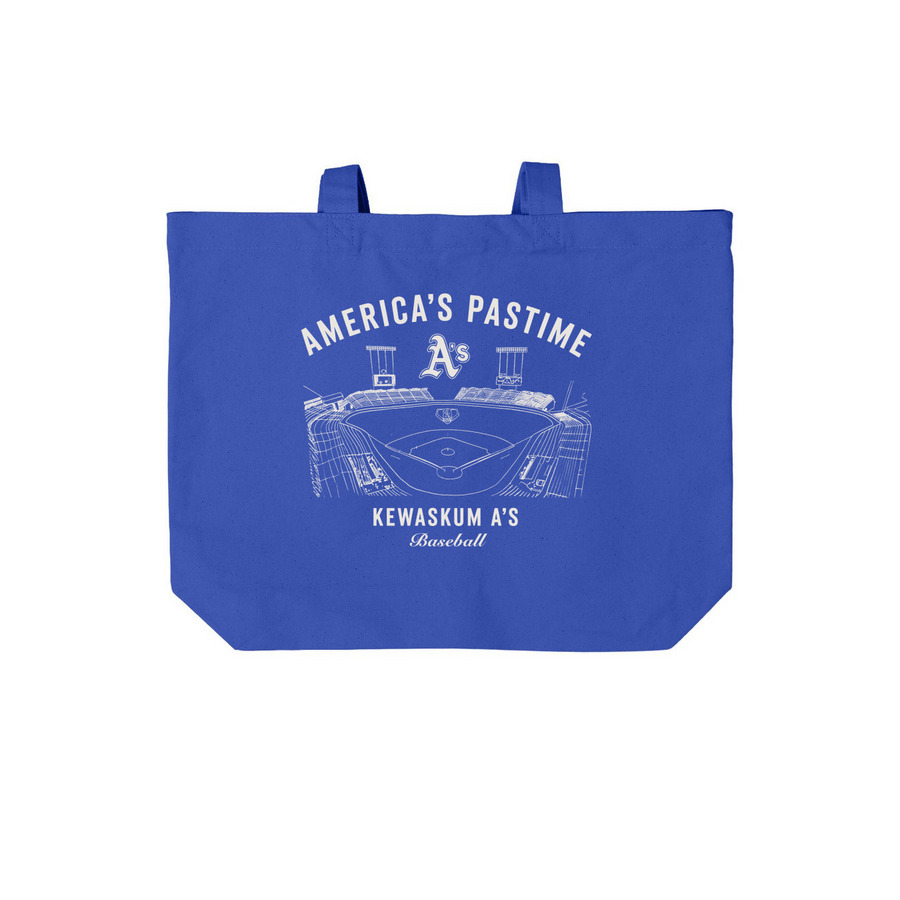 Kewaskum A's Americas's Pastime Tote, a True Royal Cotton Canvas Tote Bag
