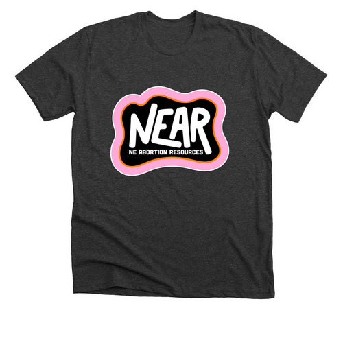 Big Pink NEAR Logo, a Dark Grey Heather Premium Unisex Tee