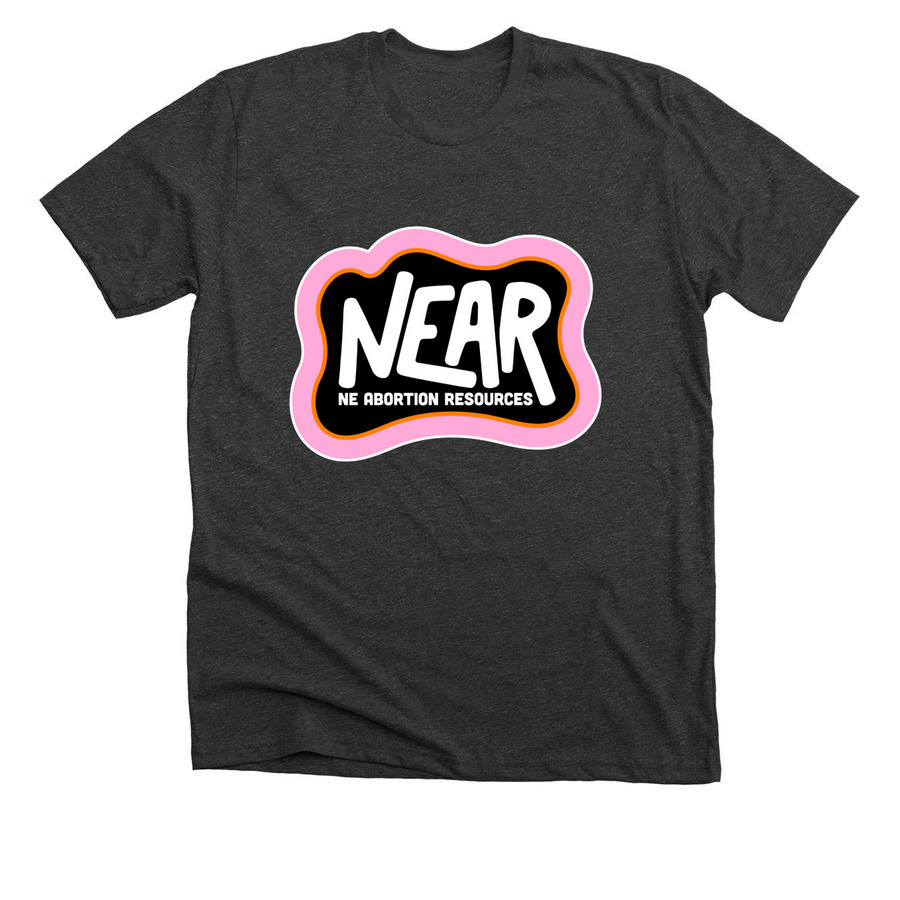 Big Pink NEAR Logo, a Dark Grey Heather Premium Unisex Tee