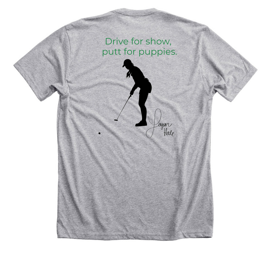Putting for Puppies by Logan Hale, a Athletic Heather Premium Unisex Tee (back-view)