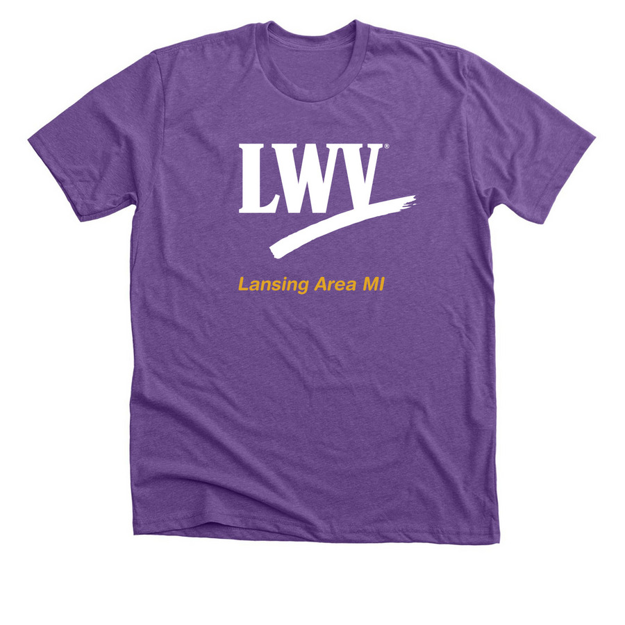 LWVLA - Empowering Voters (ballot box), a Heather Team Purple Premium Unisex Tee