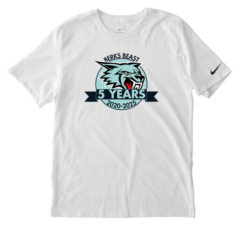 NIKE 5 Year Anniversary Apparel&nbsp;, a White Nike Dri-FIT Jersey Blend Performance Tee