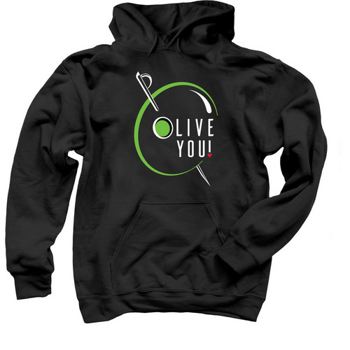 Stuffed Olive: Olive You Apparel, a Black Pullover Hoodie