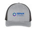 ISPAN Hat, a Heather Grey/ Black Printed Five-Panel Trucker Cap