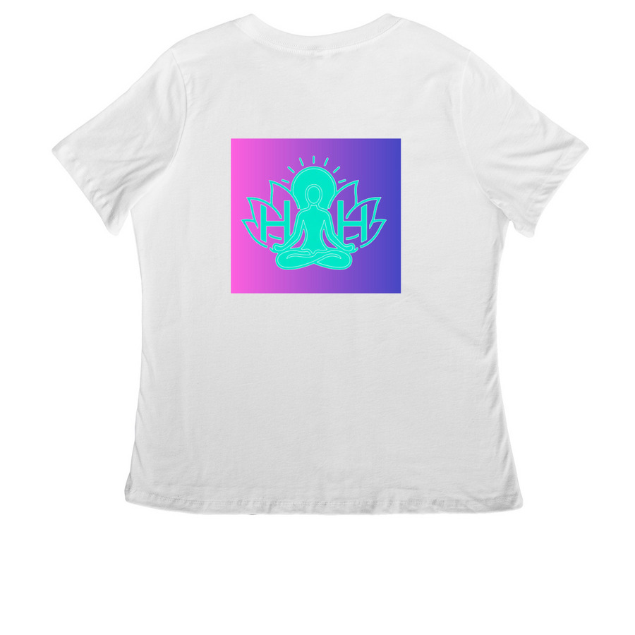 The Grammy, a White Women's Relaxed V-Neck Tee (back-view)