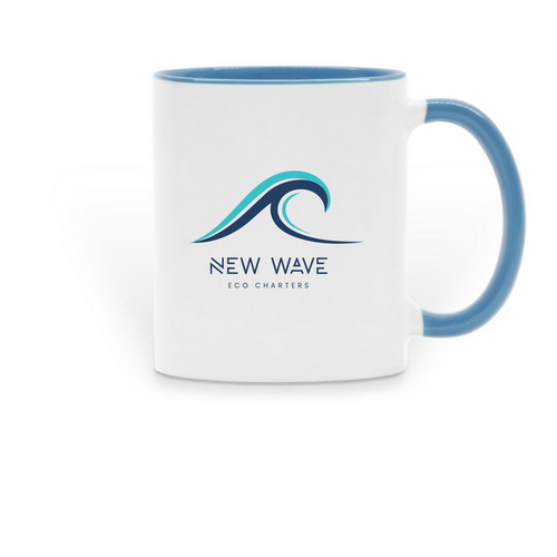 New Wave Coffee Mug, a Light Blue Two-Tone Ceramic Mug