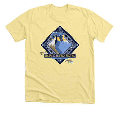 2020 Virtual Colorado Scottish Festival, a Heather Yellow Gold Premium Unisex Tee