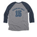 15th Birthday Jersey, a Vintage Navy and Premium Heather 3/4 Sleeve Baseball Tee (back-view)