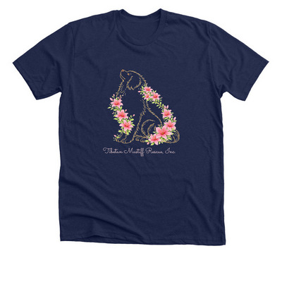 Tibetan Bloom, a Solid Navy Blend Premium Unisex Tee