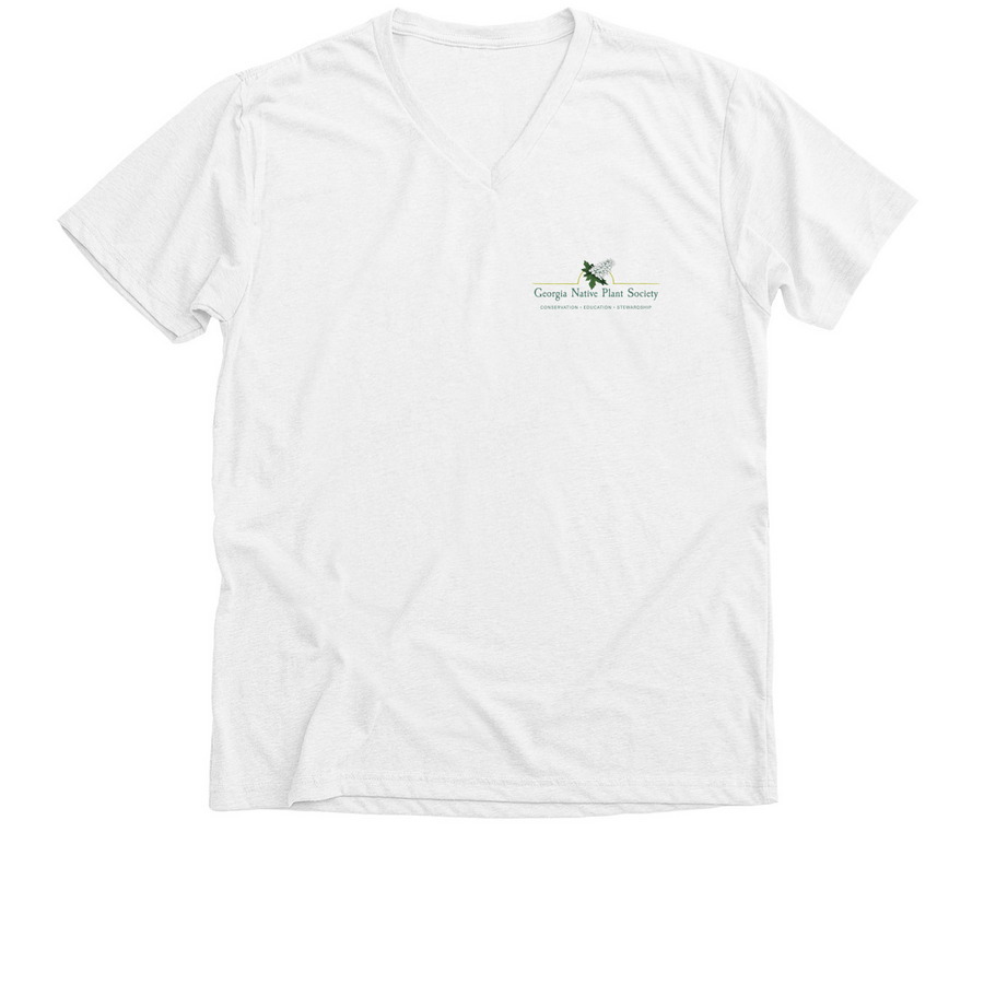 Blue-eyed Grass 2025 Plant of the Year w Logo, a Solid White Blend Premium V-Neck Tee