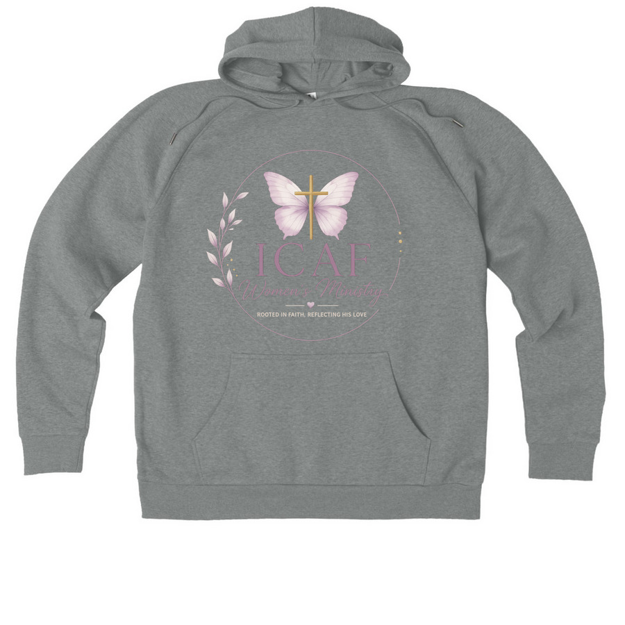 ICAF Women's Butterfly Collection, a Aluminum Grey Heather Allmade Organic CVC Pullover Hoodie