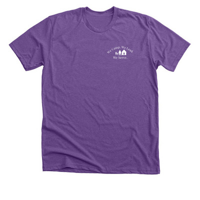 Send Girls to Camp 2026 Lapel Design, a Heather Team Purple Premium Unisex Tee