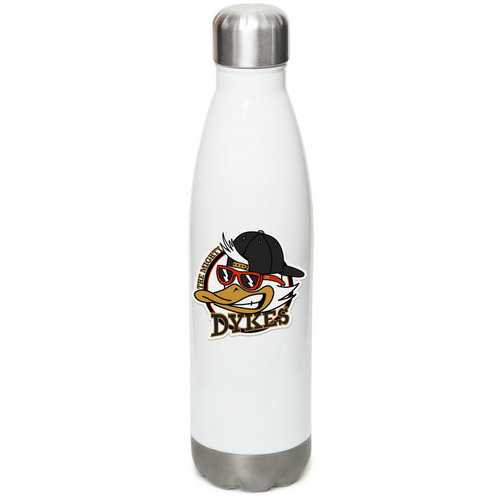 Classic Mighty Dykes Water Bottle, a White Stainless Steel Water Bottle