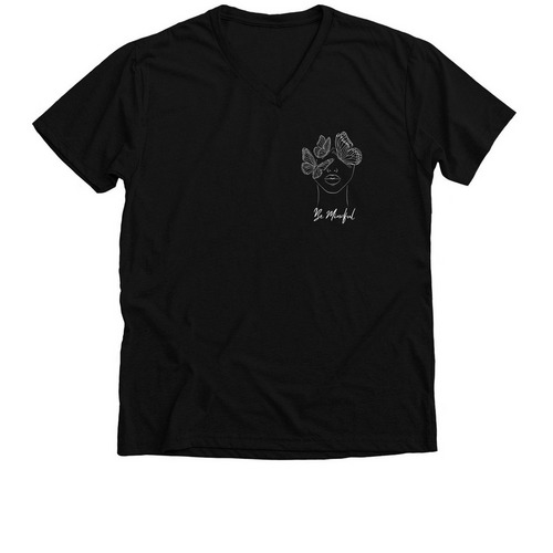 Mindful Me, a Solid Black Blend Premium V-Neck Tee