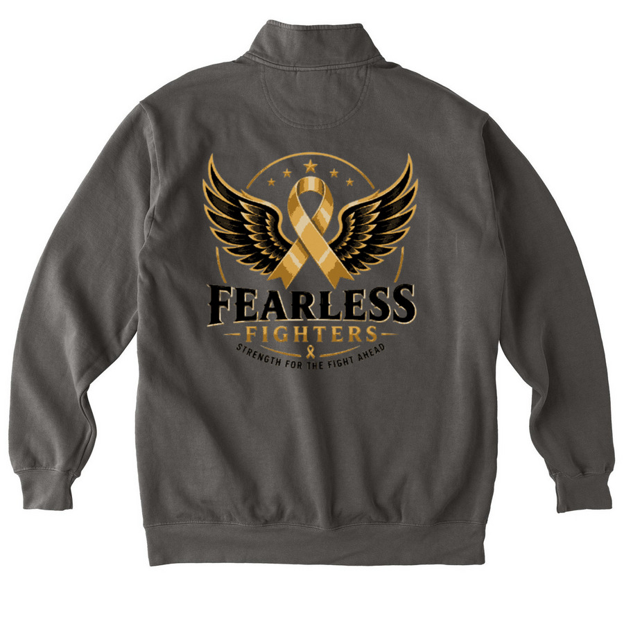 Fearless Zip Up, a Pepper Comfort Colors Quarter Zip Pullover (back-view)
