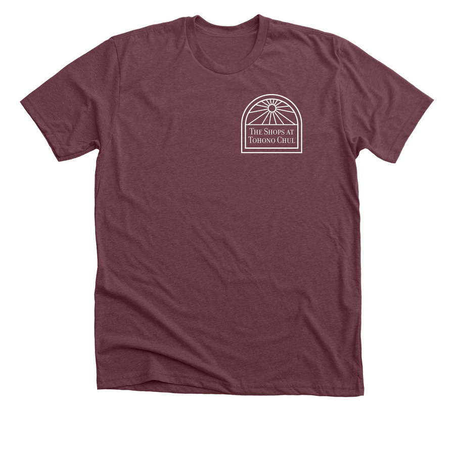 "The Shops @ Tohono Chul" Tees, a Heather Maroon Premium Unisex Tee