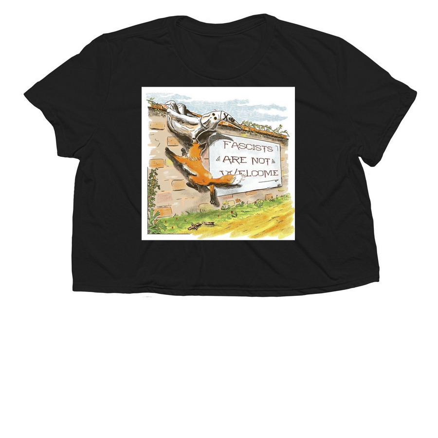Migrants Welcome, Fascists Not, a Black Women?s Flowy Cropped Tee