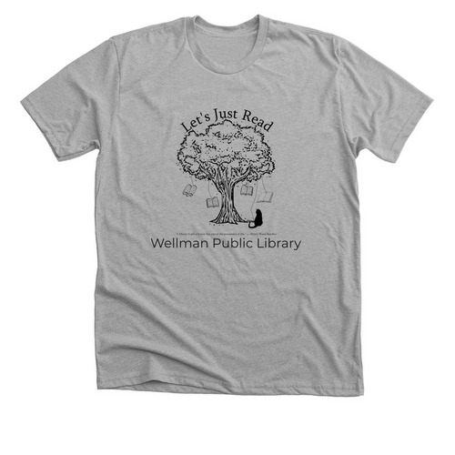 Wellman Public Library - Let's Just Read, a Athletic Heather Premium Unisex Tee