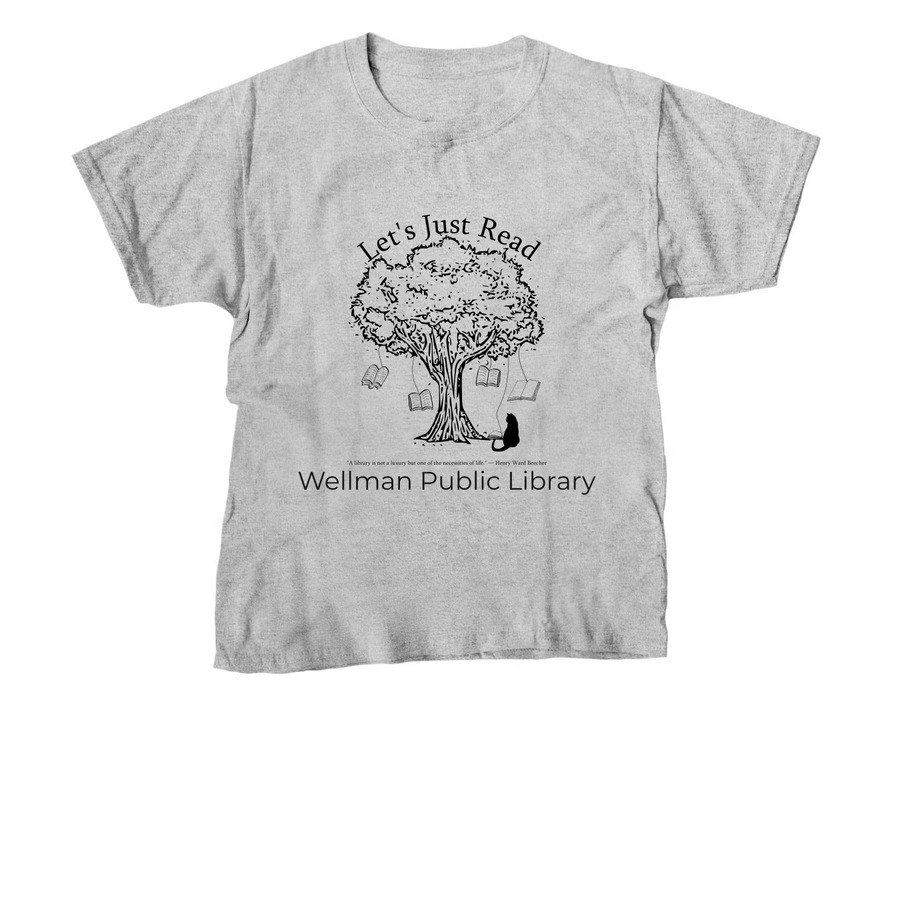 Wellman Public Library - Let's Just Read, a Sport Grey Youth Unisex Tee