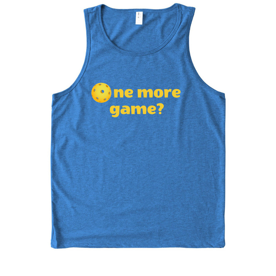 "One more game" Pickleball shirts, a Azure Blue Allmade Eco Triblend Tank