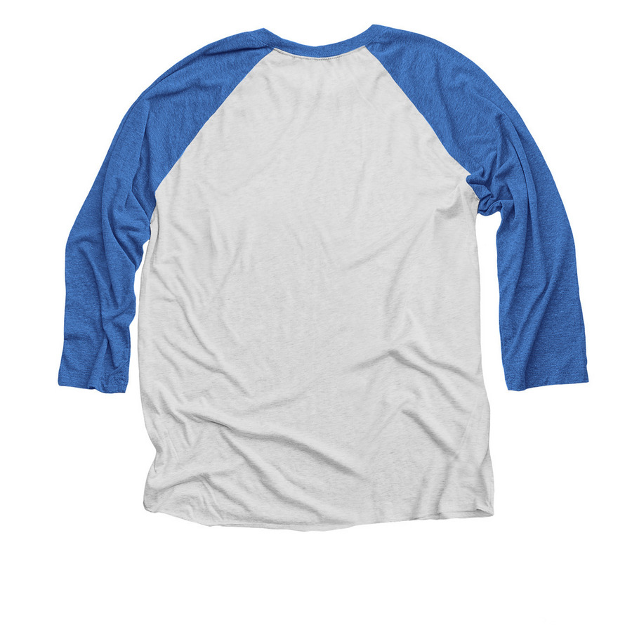 Mighty Mari!, a Vintage Royal and Heather White 3/4 Sleeve Baseball Tee (back-view)